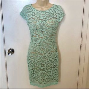 Bebe mint green lace lined dress size small